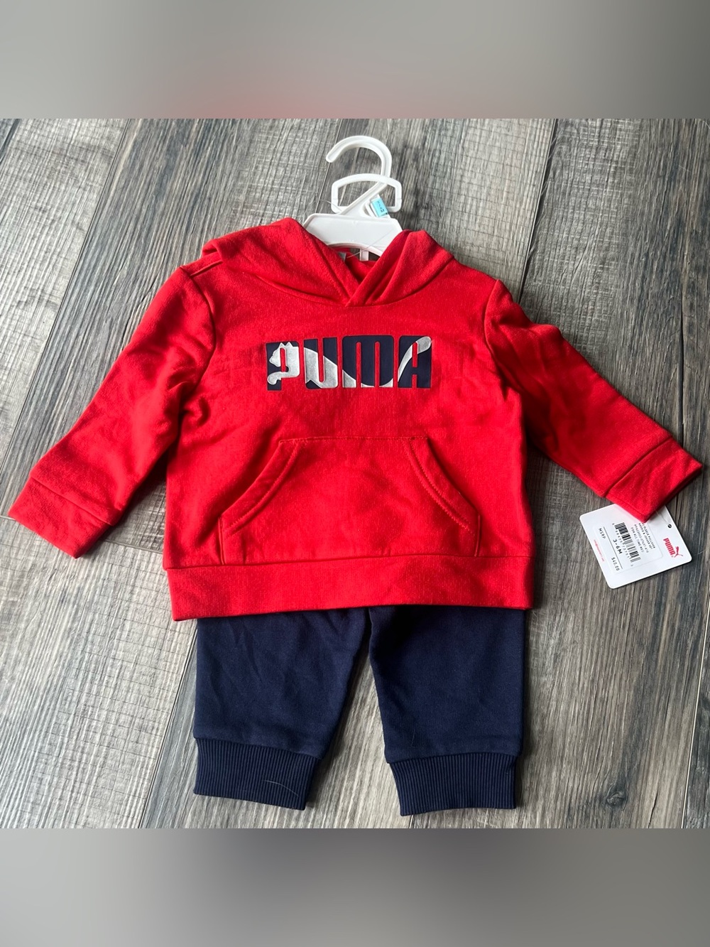 Puma Red Hoodie and Navy Jogger Infant Set